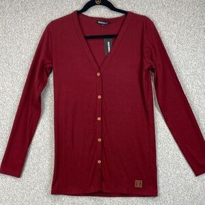 Beau Hudson button down shirt M burgundy red ribbed casual grunge stretchy